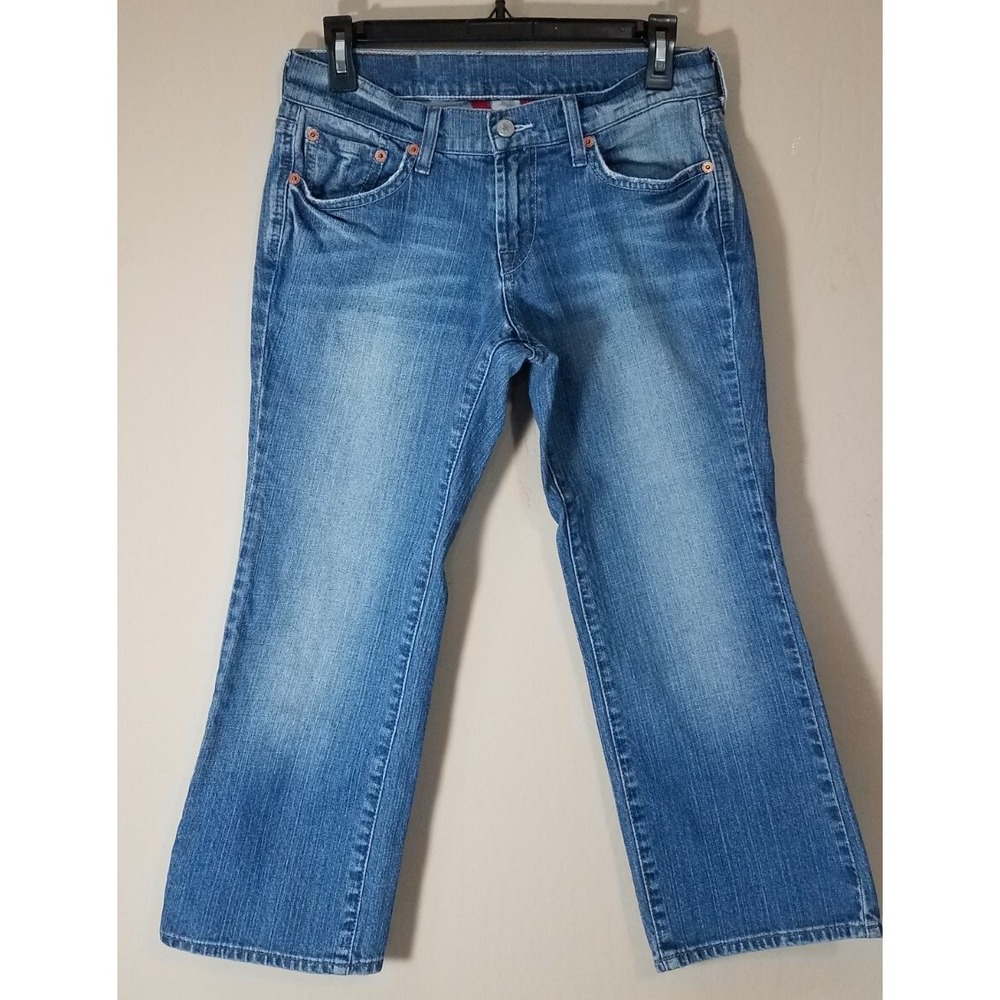 Lucky Brand Classic Rider Crop Jeans Women 4/27 Medium Wash Mid Rise Denim Blue